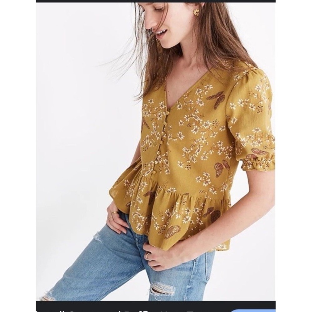 Madewell‎ Courtyard Ruffle-Hem Butterfly Top S